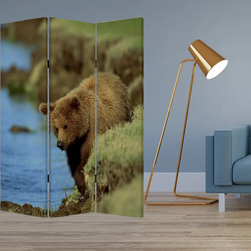 Multi Color Wood Canvas Bear Screen By Homeroots Seasonal Sale