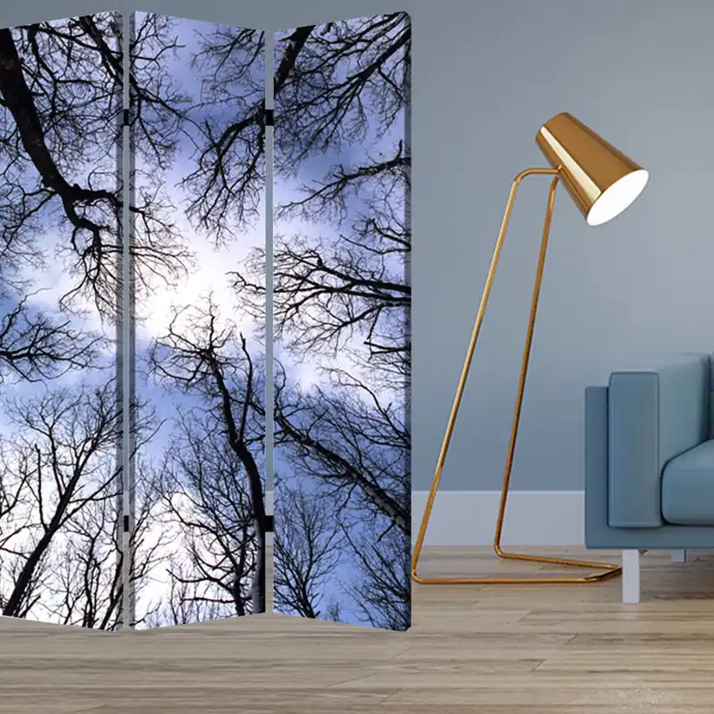 Reduced Price Multi Color Wood Canvas Forest Screen By Homeroots