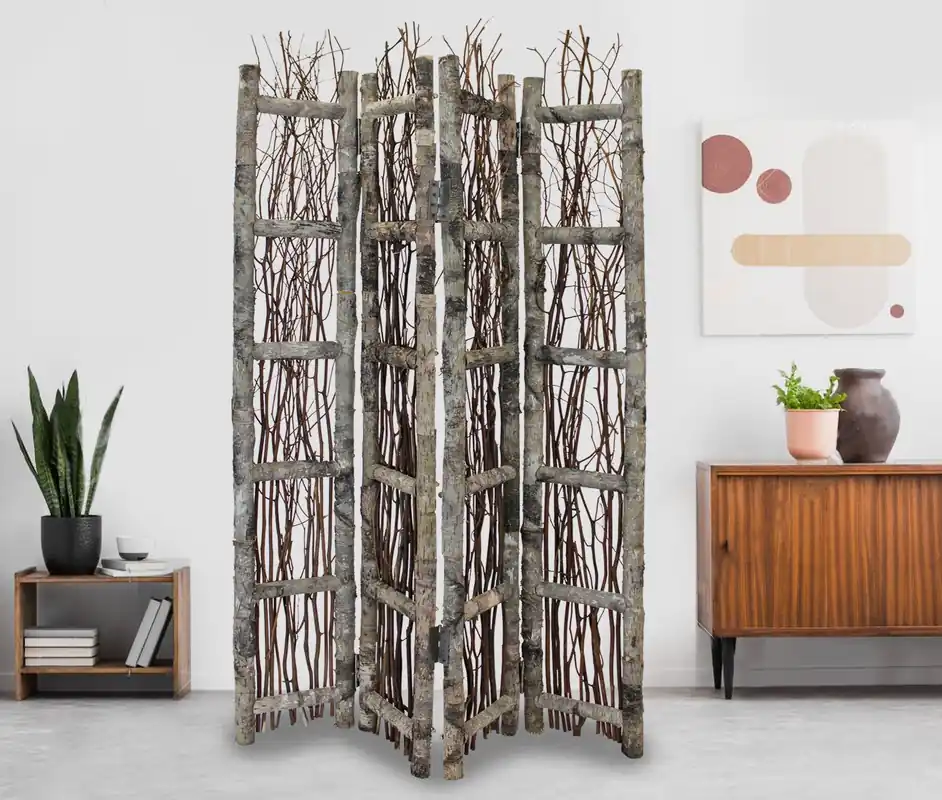 Order Now Earthy Birch And Twig Four Panel Room Divider Screen By Homeroots