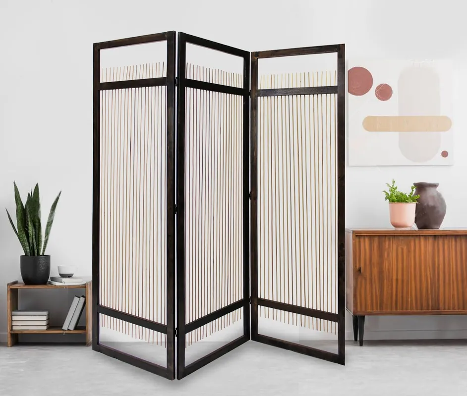 Light And Dark Rattan Three Panel Room Divider Screen By Homeroots Bulk Order