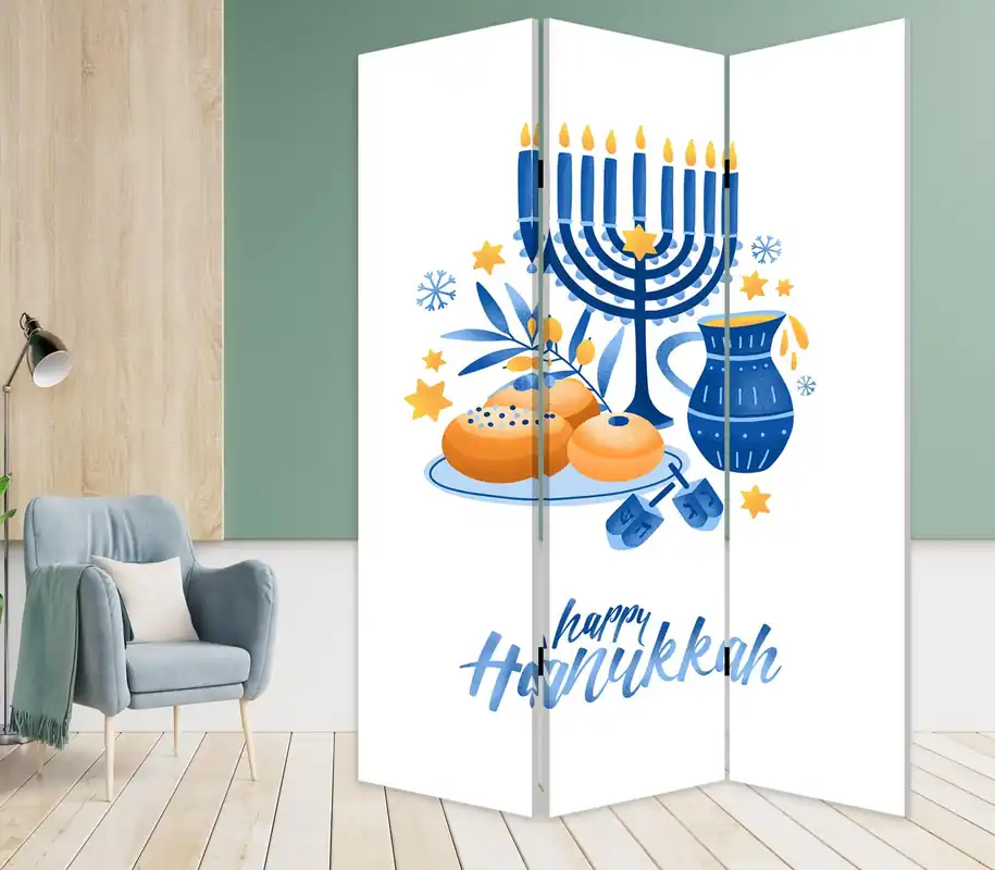 Buy Direct Celebratory Hanukkah Three Panel Room Divider Screen By Homeroots
