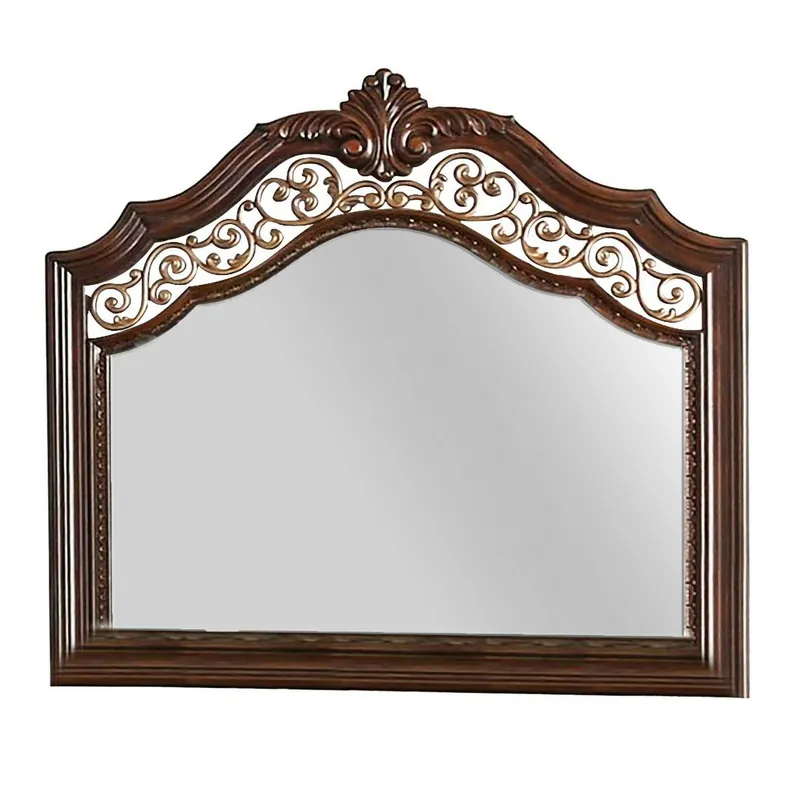 Molded Wooden Frame Mirror with Ornate Detailing, Brown By Casagear Ho Buy Direct
