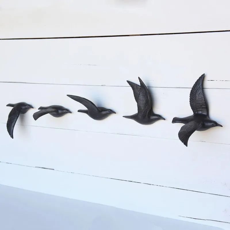 HomArt Flying Gulls - Bone China - Set of 10 - Assorted - Matte Black -Black Popular