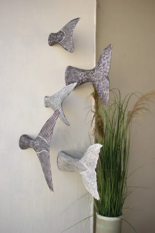 Time-Limited Kalalou Fish Tale Wall Sculptures - Set Of 5 - Grey
