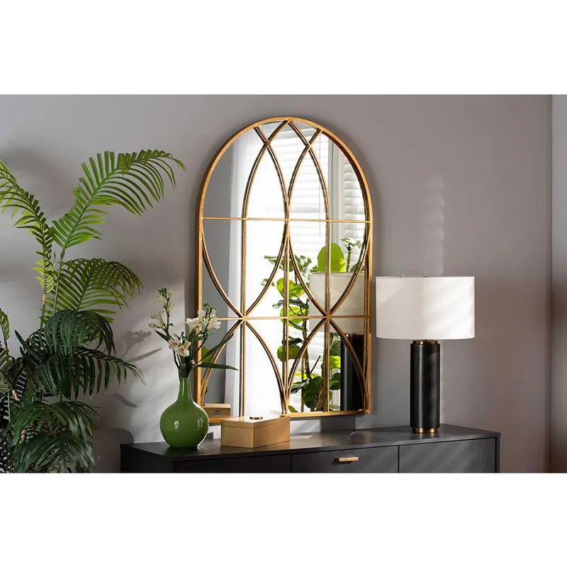 Baxton Studio Celerina Modern and Contemporary Gold Finished Metal Accent Wall Mirror - Gold Buy Direct