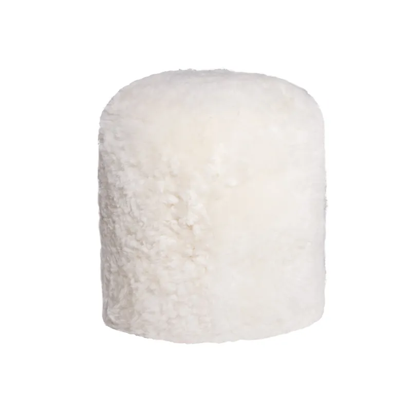 In Demand White Short-Hair Sheepskin - Stump Pouf By Homeroots