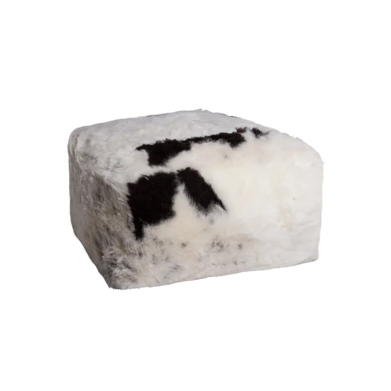 Fast Shipping Spotted Short-Hair Sheepskin Cube Pouf By Homeroots