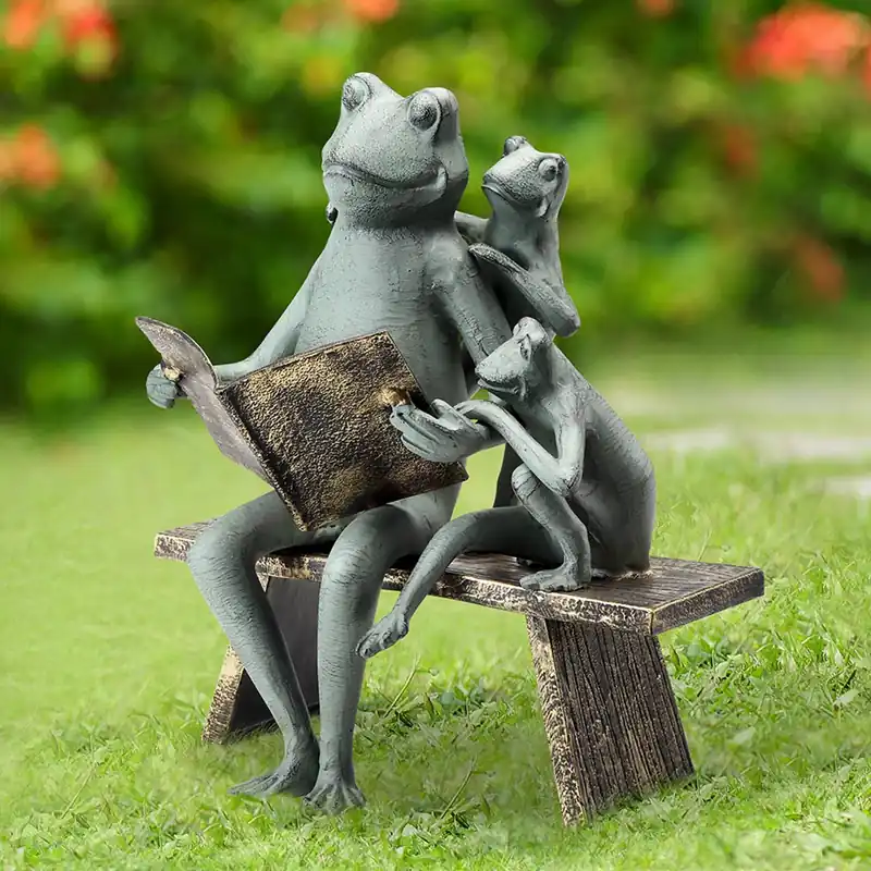 Direct From Factory Reading Frog Family Garden Sculptures By SPI Home - 15.5in Height