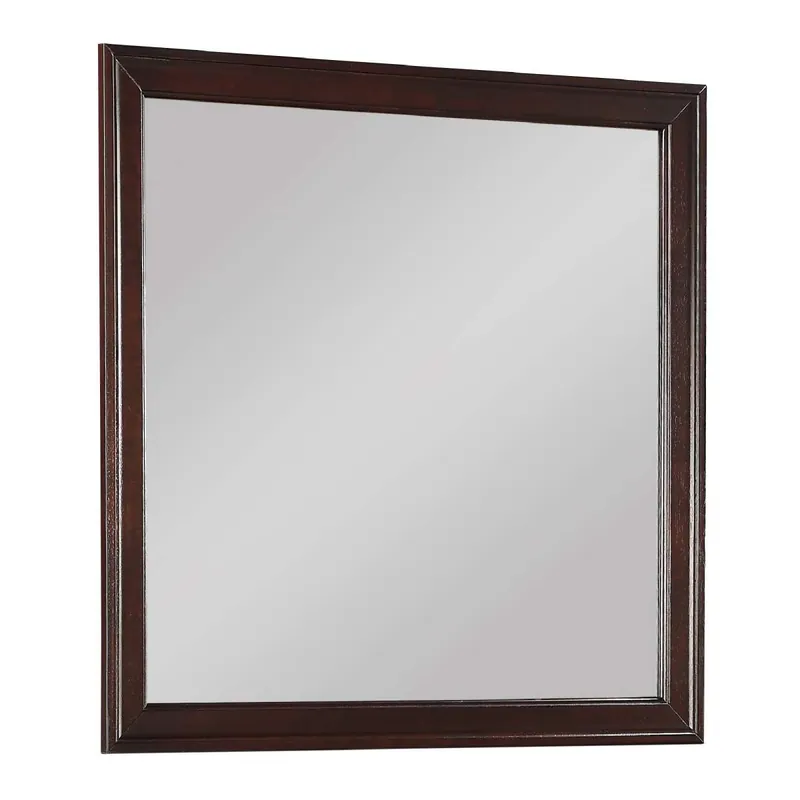 Place Order Rectangular Molded Wooden Frame Dresser Top Mirror, Cherry Brown And Silver - Bm215171 By Benzara - Brown and Silver