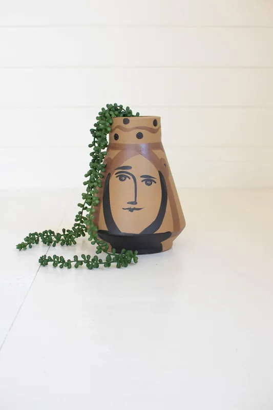 Best Choice Ceramic Conical Face Vase By Kalalou