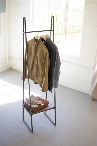Factory Price Kalalou A Frame Metal Rack With Lower Wood Shelf - Grey