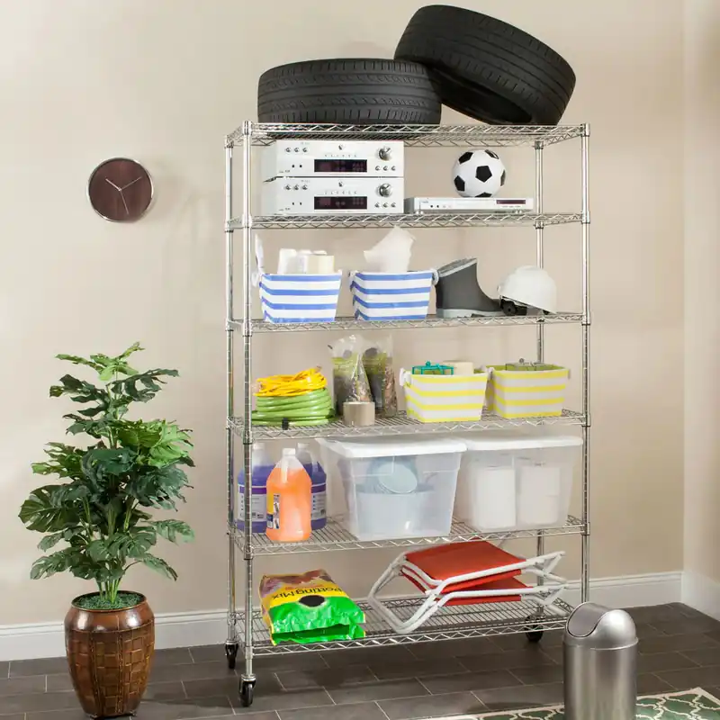 Safavieh Juliet 6 Tier Heavy Duty Chrome Wire Shelve (47 In W X 18 In Mega Sale