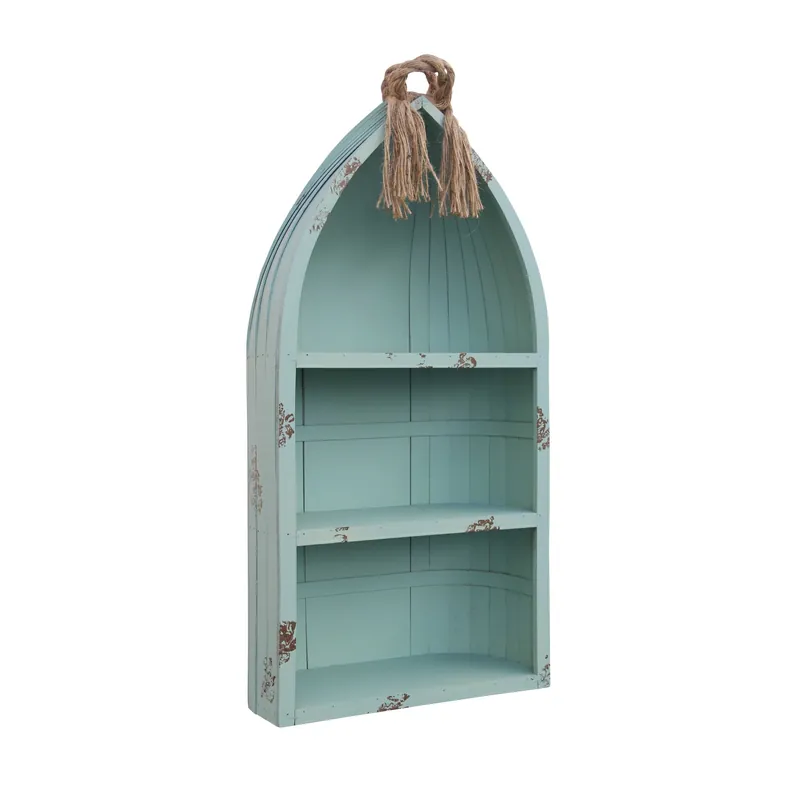 Distressed Blue Canoe Hanging Shelf By Homeroots Premium