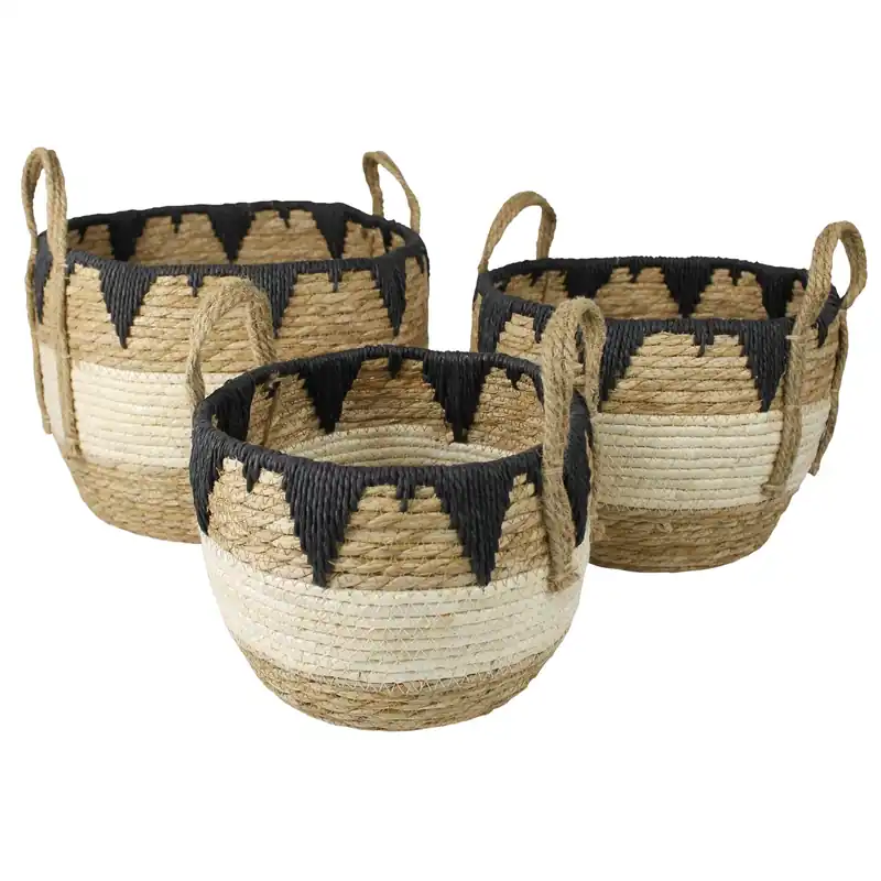 Gideon Baskets, Tribal Rim, Set of 3 By HomArt Final Sale