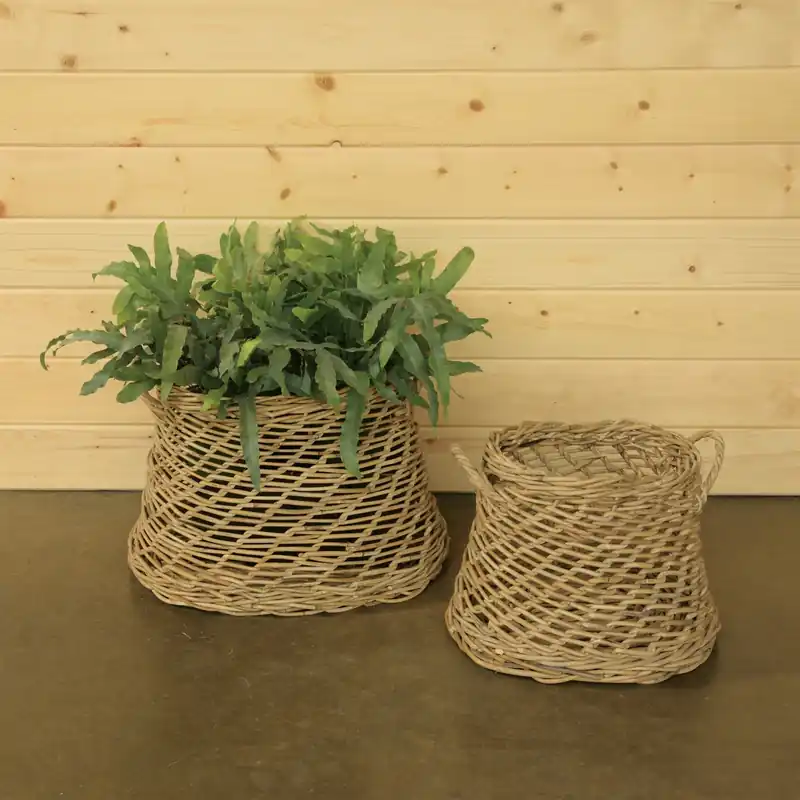 Next Day Delivery Coronado Rattan Oval Basket - Set of 2 - Rustique Grey By HomArt