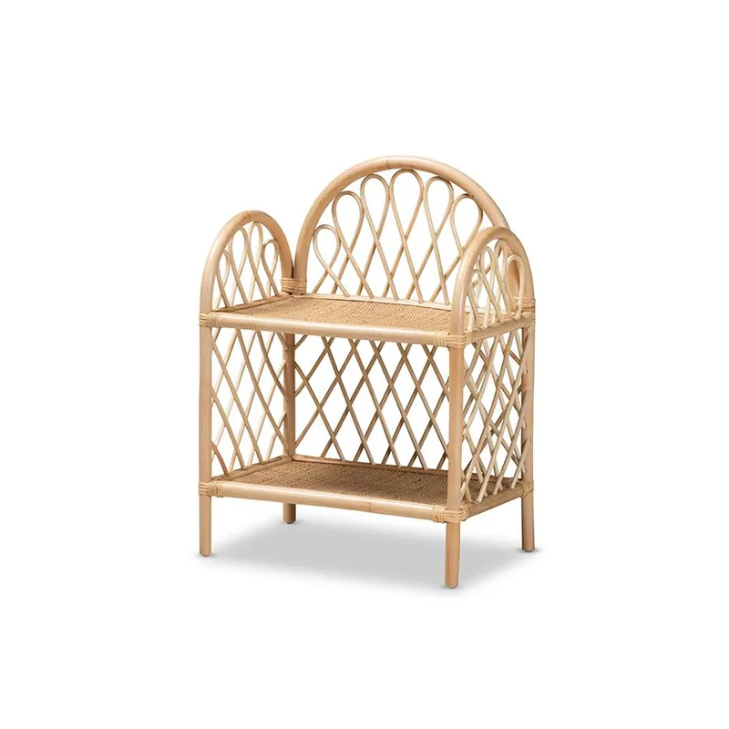 Baxton Studio Hammond Modern Bohemian Natural Brown Rattan 2-Tier Disp Limited Offer