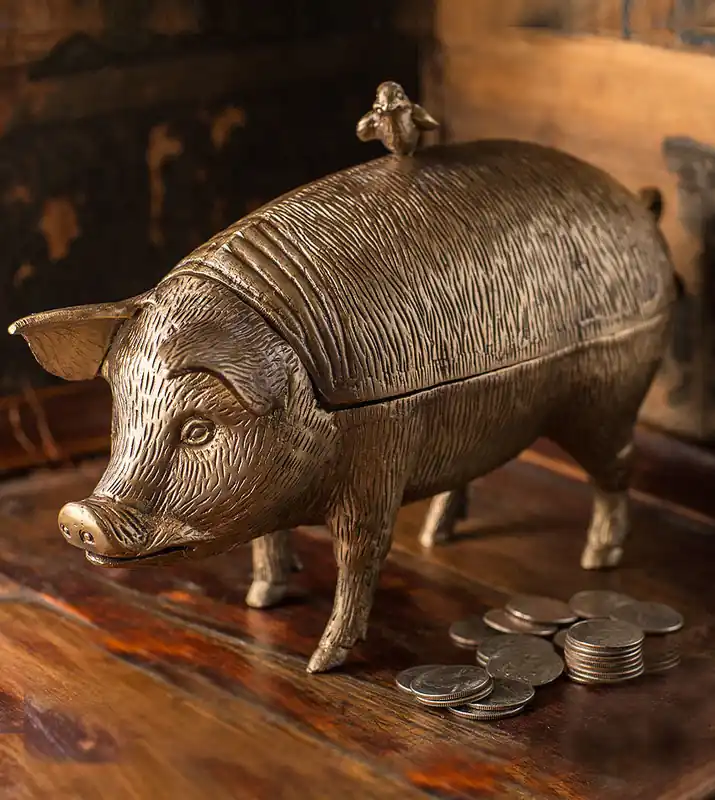 Vagabond Vintage Pig with Bird Storage Box Markdown