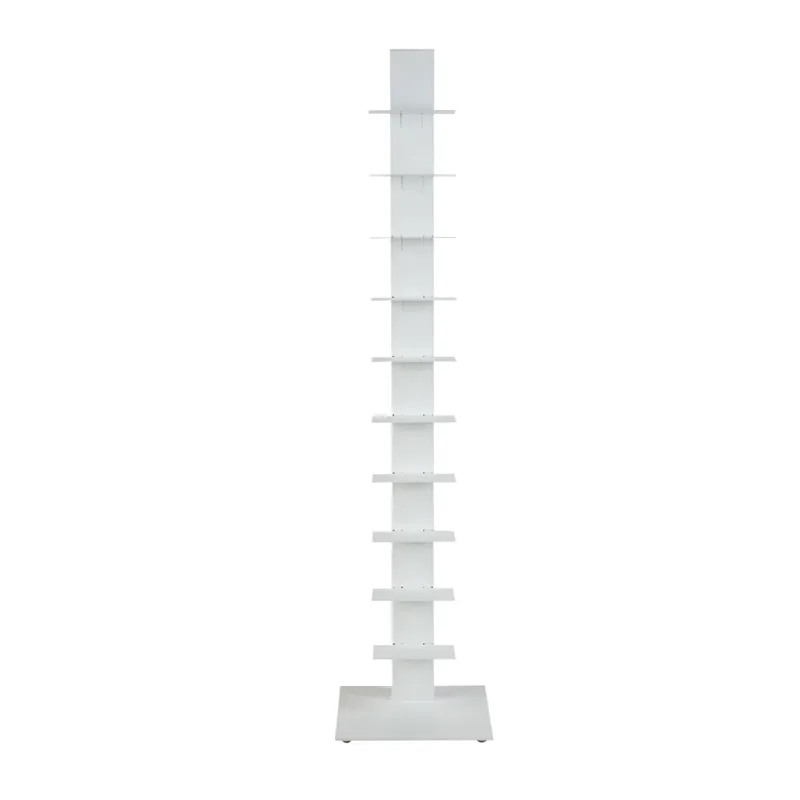 White Metal Ten Shelf Modern Tower Bookcase By Homeroots Weekend Sale