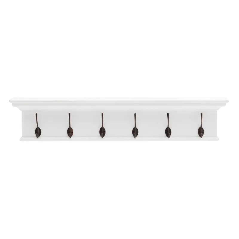 Express Delivery Traditional Classic White Wood Six Hook Hanging Coat Rack By Homeroots