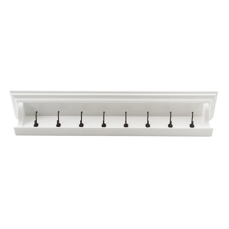 Free Shipping Classic White Wood Wide Eight Hook Coat Rack By Homeroots