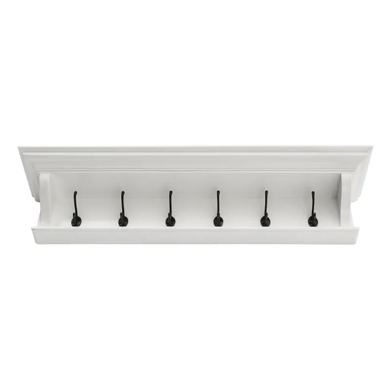 Classic White Wood Wide Six Hook Coat Rack By Homeroots Cheap