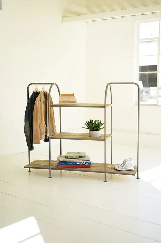 Horizontal Recycled Wood And Metal Display Unit By Kalalou - Gunmetal & Natural Save Now