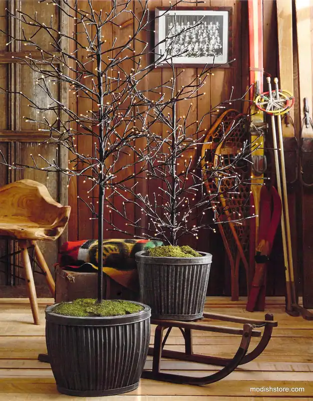 Lighted Branchy Trees & Galveston Oval Planters Sale