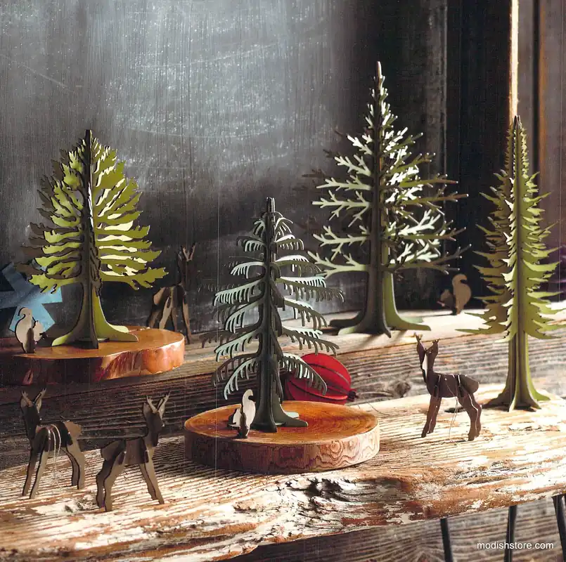 Mini Green Boreal Trees & Forest Friend Ornaments Fast Shipping