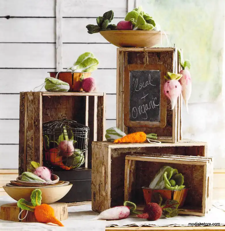 Price Drop Felted Veggie Ornament Collection