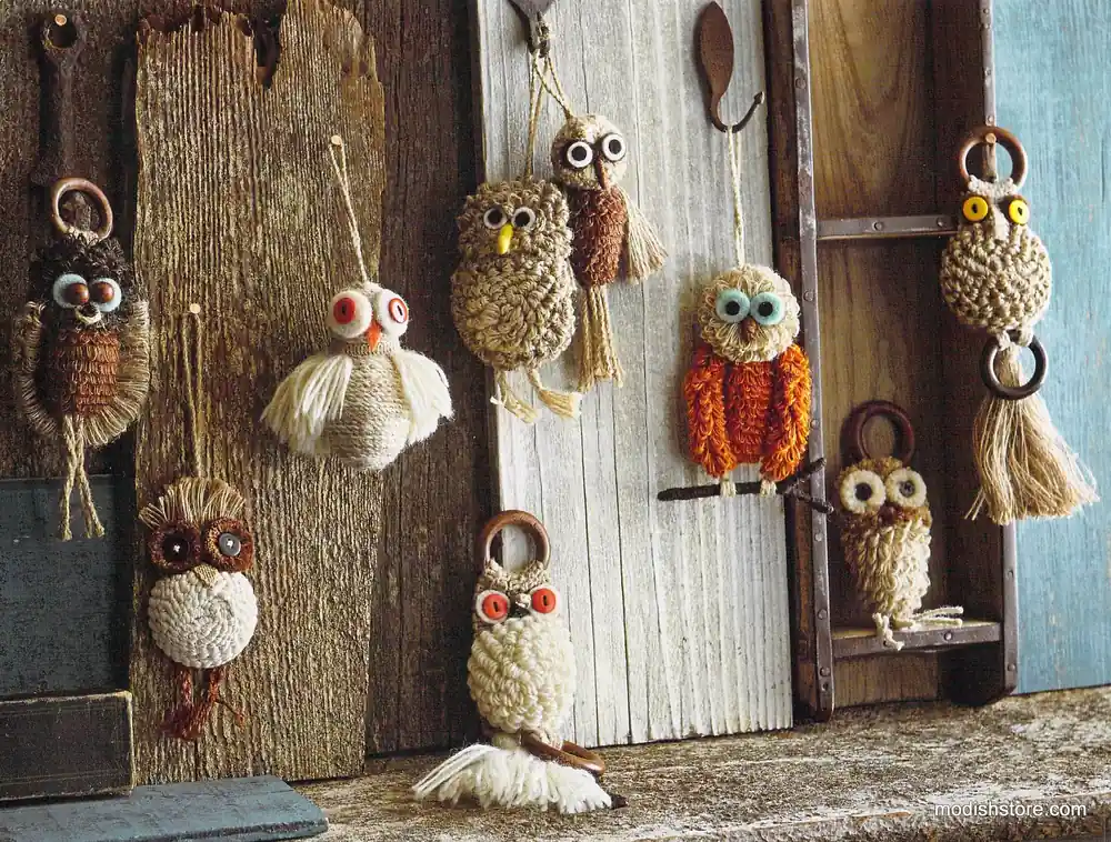 Jute Owl Ornaments - Set Of 9 Fan Favorite