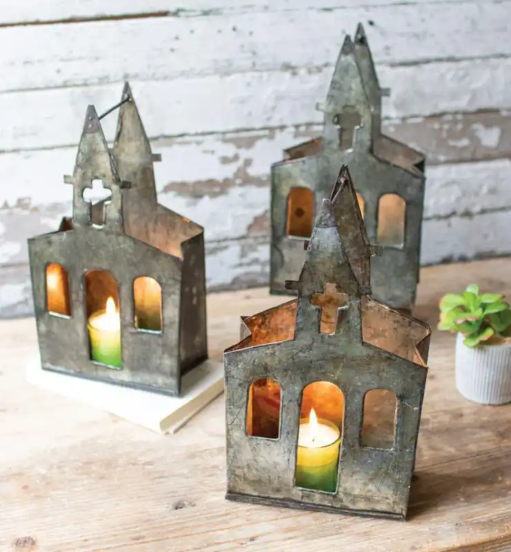 Kalalou Recycled Metal Church Luminary - Set Of 6 - Grey Popular