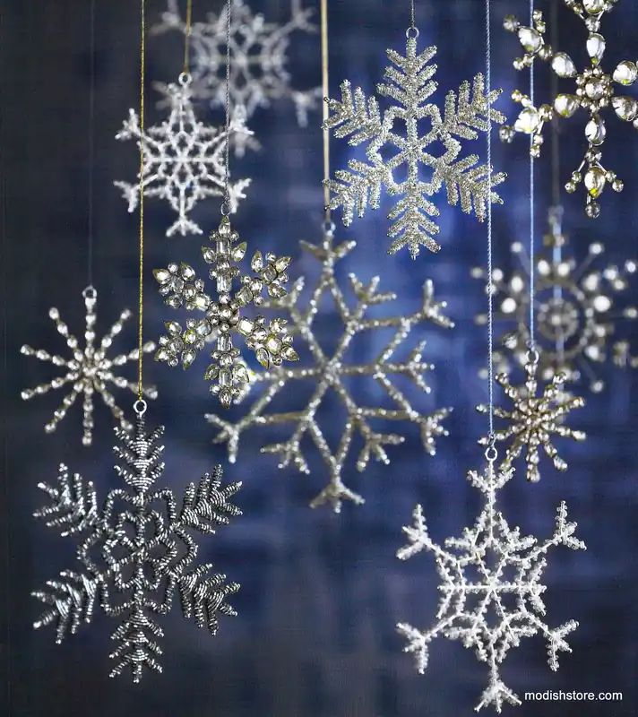 Victorian Snowflake Decorative Christmas Ornaments - Set Of 5 Fast Shipping