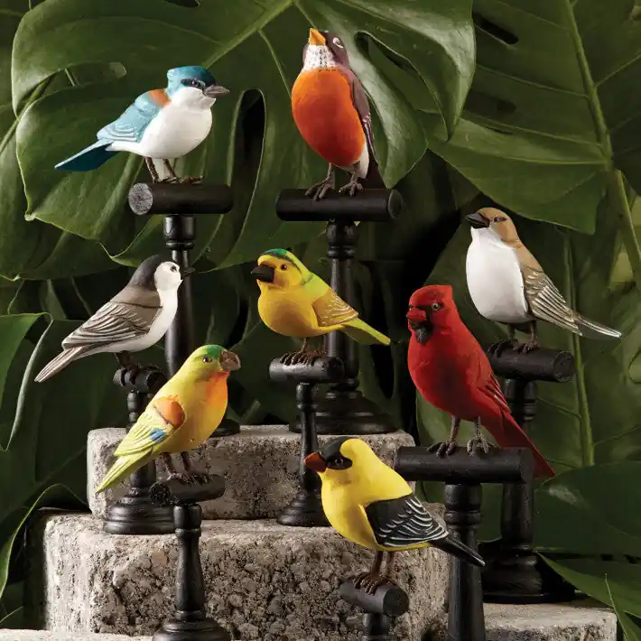 Price Drop Two's Company Perched Hand Carved Birds Hand Painted