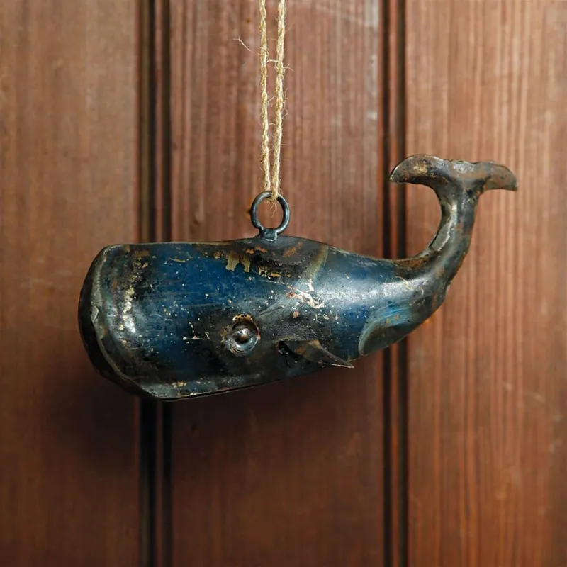 HomArt Reclaimed Metal Ornament - Whale - Set of 4 -Multi Express Delivery