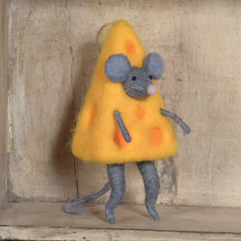 HomArt Felt Cheese Mouse Ornament - Set of 6 -Grey, Yellow Low Price
