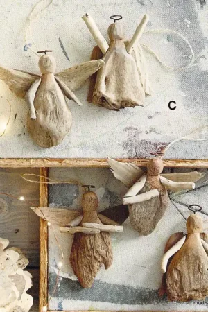 Get Yours Roost Driftwood Angel Ornament - Set Of 15