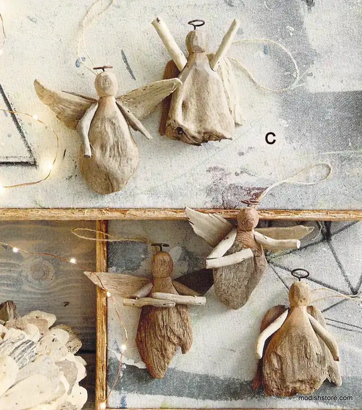 Get Yours Roost Driftwood Angel Ornament - Set Of 15