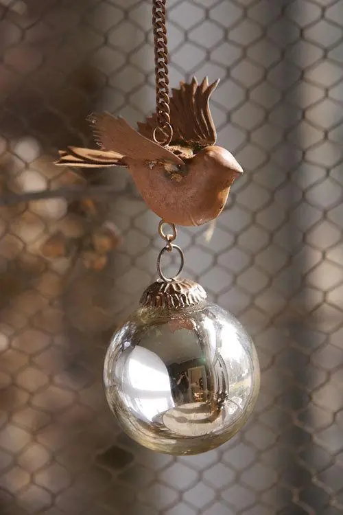 Exclusive Vagabond Vintage Small Antiqued Mercury Bird Ornament