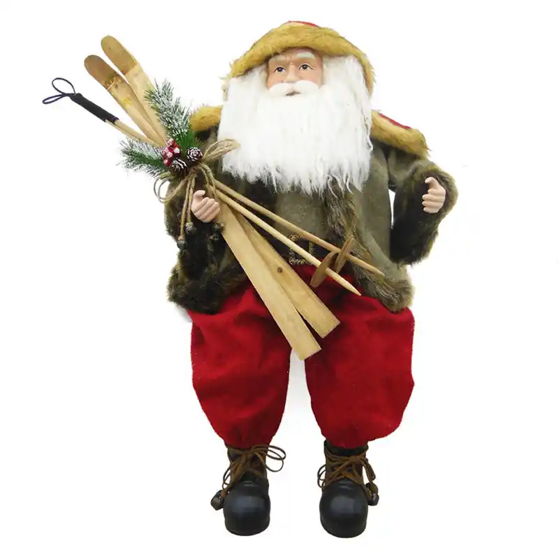 Bargain A&B Home Christmas Decor Alpine Sitting Santa w/Ski