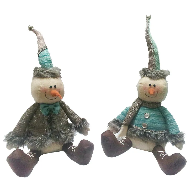 A&B Home Christmas Decor Sitting Snowman GY/BL - Set of 2 Editor’s Pick