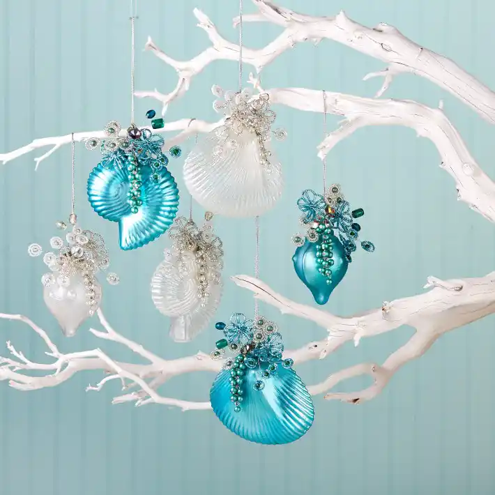 Crafted Two's Company Ymbellished Shell Ornament Set of 12