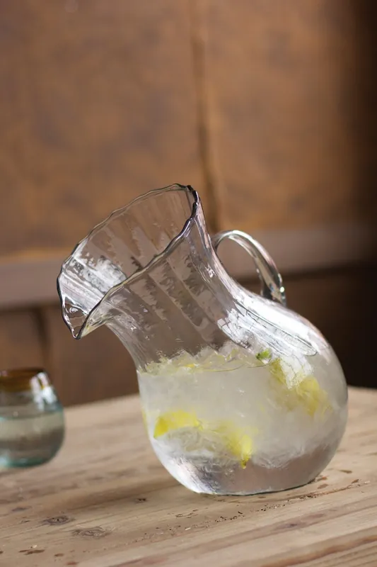 Kalalou Ribbed Tilted Pitcher - Clear Fresh Stock