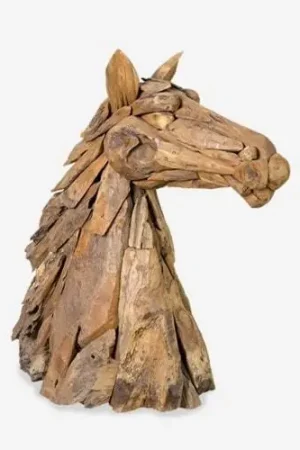 Trusted Brand Recycled Teakwood Horse Head Trophy Decor