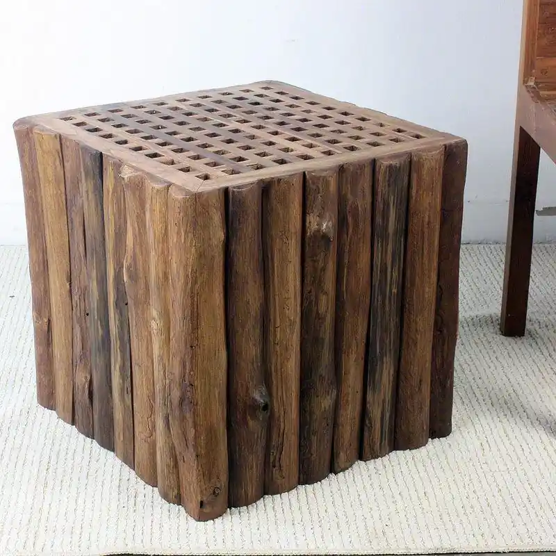 Exclusive Haussmann Teak Timber Block Lattice 18" H - Teak Oil