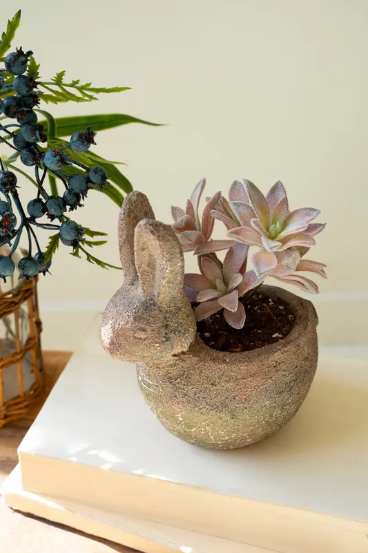 Rustic Terracotta Rabbit Planter By Kalalou Limited Edition