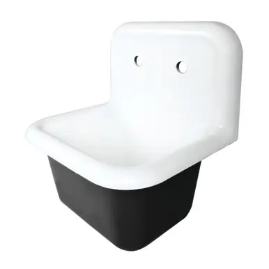 Same Day Shipping Kingston Brass Petra Galley 22" Cast Iron Single Bowl Wall Mount Utility Sink, White - GCLWS221811