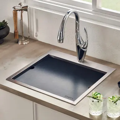 Authentic Ruvati 21 x 20 inch Outdoor Workstation Sink T-316 Marine Grade Topmount Stainless Steel BBQ - RVQ5221