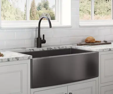 Worldwide Shipping Ruvati 30-inch Apron-Front Farmhouse Kitchen Sink - Gunmetal Black Matte Stainless Steel Single Bowl - RVH9660BL