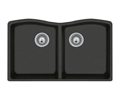 Affordable Swanstone QU03322ED.077 22 x 33 Granite Undermount Double Bowl Sink in Nero