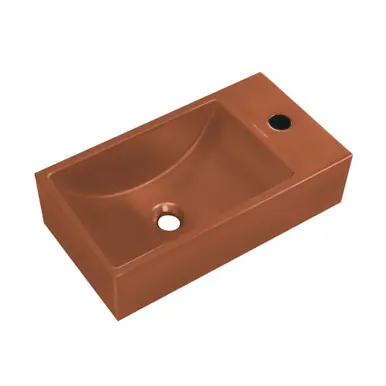 Affordable Swiss Madison  Lisse 16" Concrete Rectangle Wall-Mounted Sink with Right Side Faucet Mount - Matte Terracotta - SM-WSC111MT